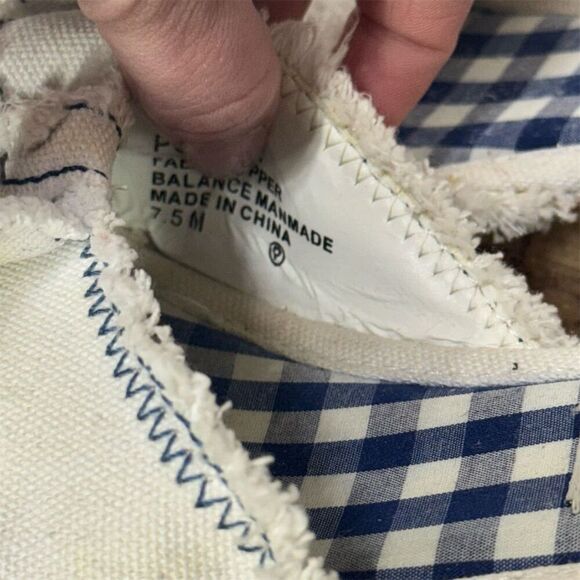 Y2K Mudd Gingham Wedge Sandals 7.5M Blue White Bow Cork Platform Coastal Cowgirl - Picture 6 of 7